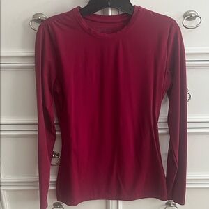 Figs ribbed under scrub long sleeve in Deep Cranberry